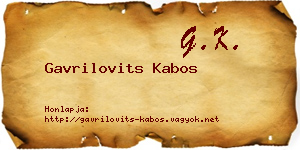 Gavrilovits Kabos névjegykártya